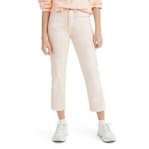 LEVI'S Wedgie Straight Leg High Rise Jeans Pink White Tie Dye 27